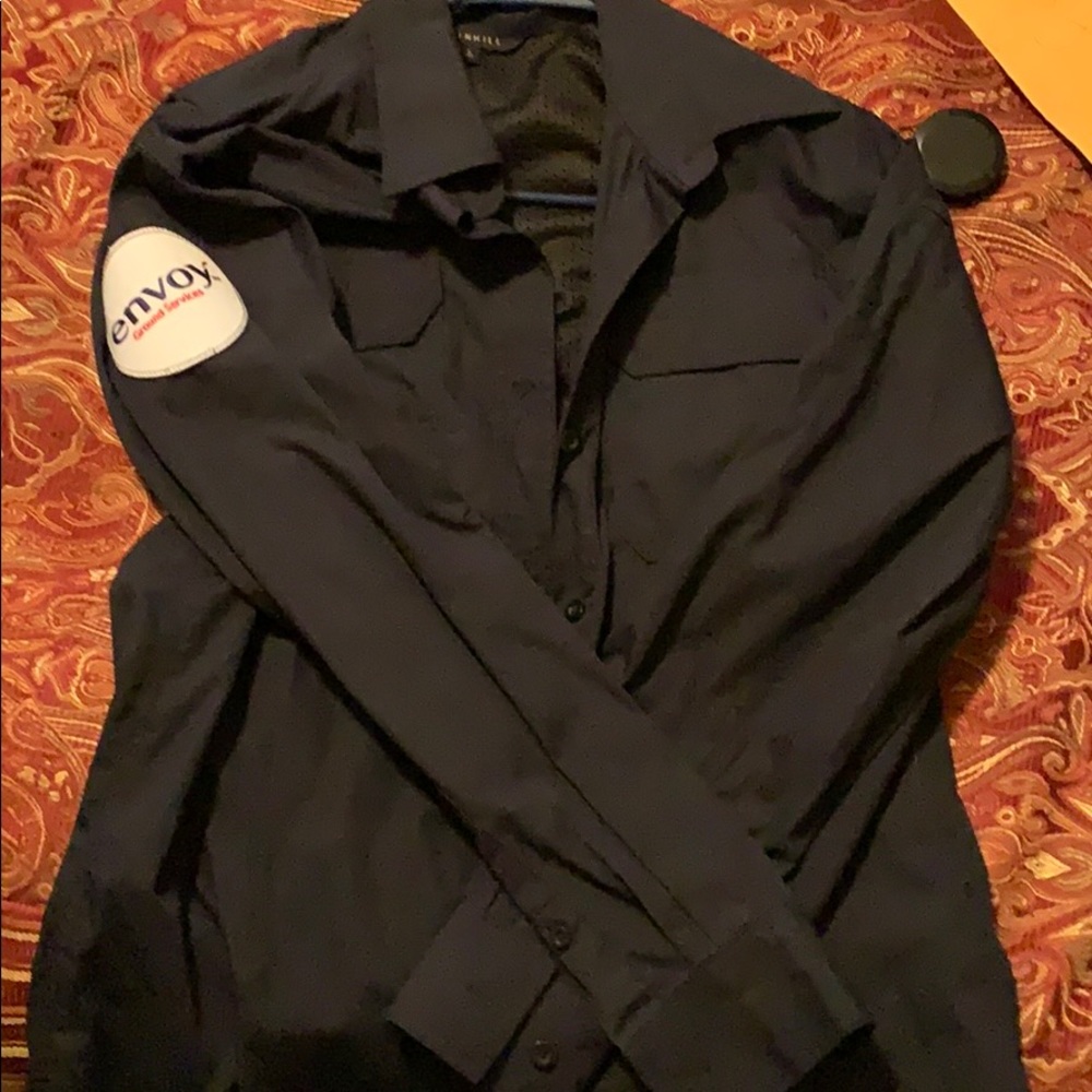 Envoy Navy long sleeve button down shirt.